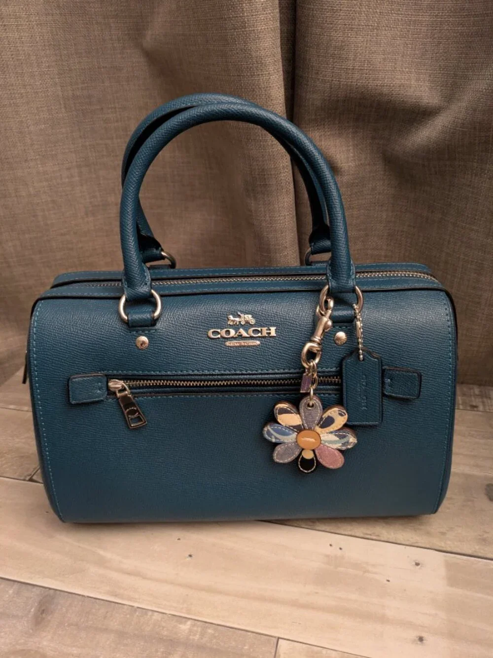 Coach Rowan Satchel Deep Turquoise LIKE NEW - Picture 3 of 12